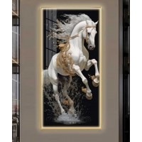 Black Horse Crystal Painting 70*140 Cm With Led Light